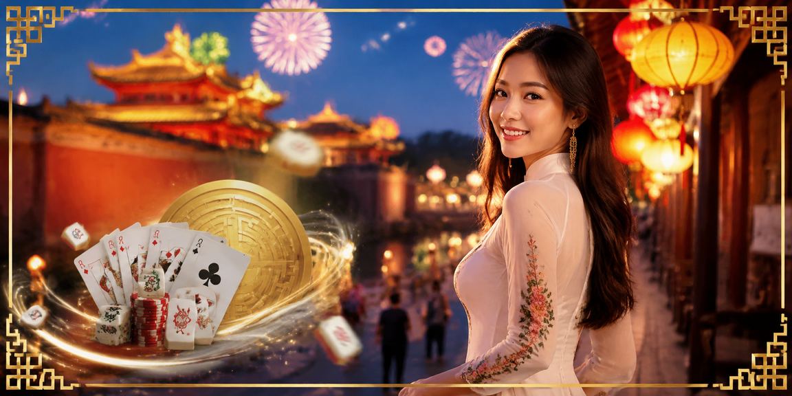 Không gian giải trí về đêm tại chợ đêm Huế với trò chơi bài truyền thống