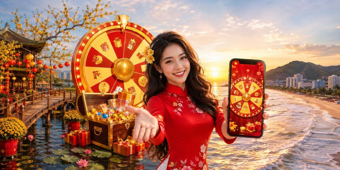 Khung cảnh bãi biển Vũng Tàu về đêm với ánh đèn và người dùng đang dùng điện thoại xem kèo